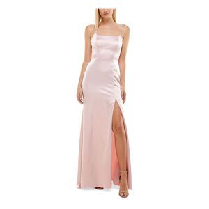 NWT B DARLIN Womens Pink Lace-up Back High Side Slit Formal Dress 9\10
